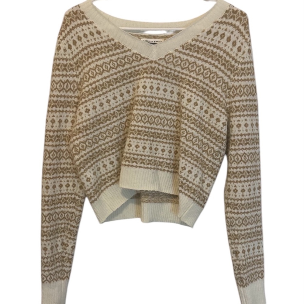 Women's Cream and Brown Sweater